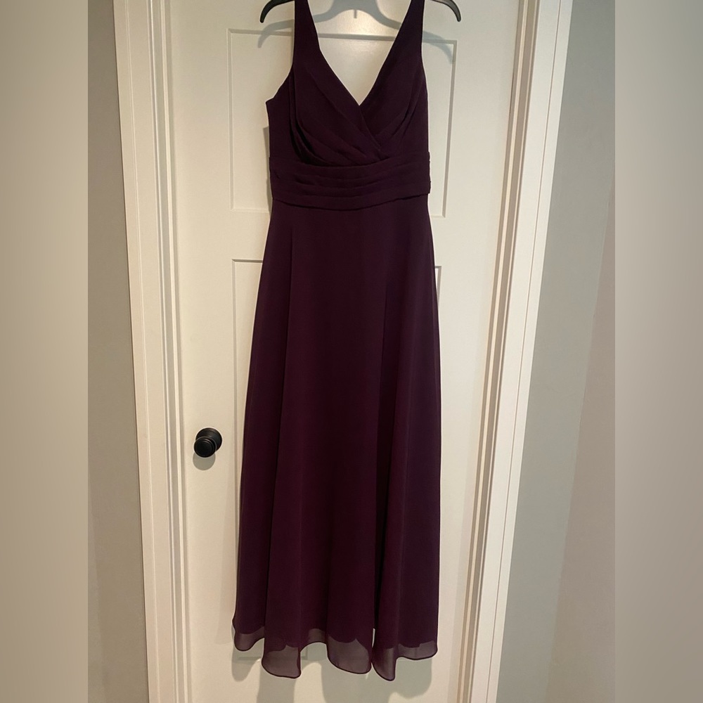 Christina Wu, size 12, deep purple bridesmaid dress.